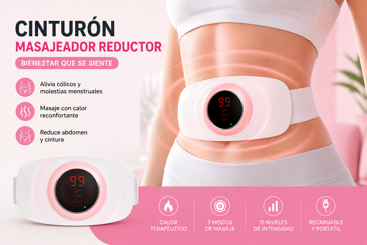 Cinturón Masajeador Reductor con Calor Terapéutico