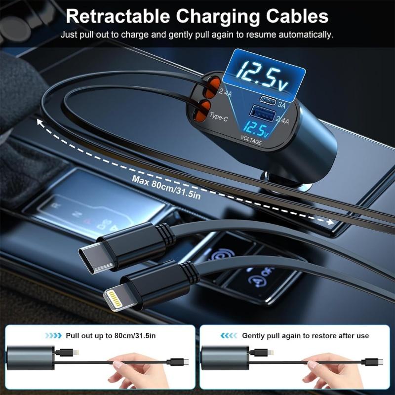 CHILECLIKK Dual Port Retractable Car Charger With Adjustable Direction - CHILECLIKK