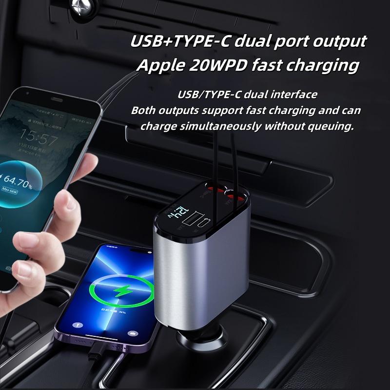 CHILECLIKK Dual Port Retractable Car Charger With Adjustable Direction - CHILECLIKK