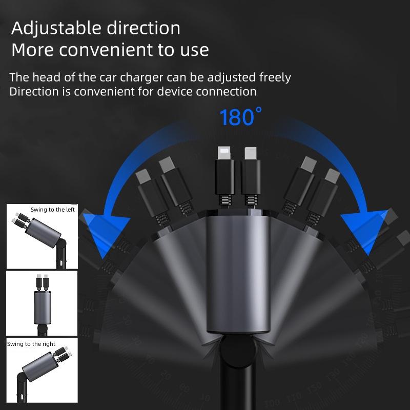 CHILECLIKK Dual Port Retractable Car Charger With Adjustable Direction - CHILECLIKK