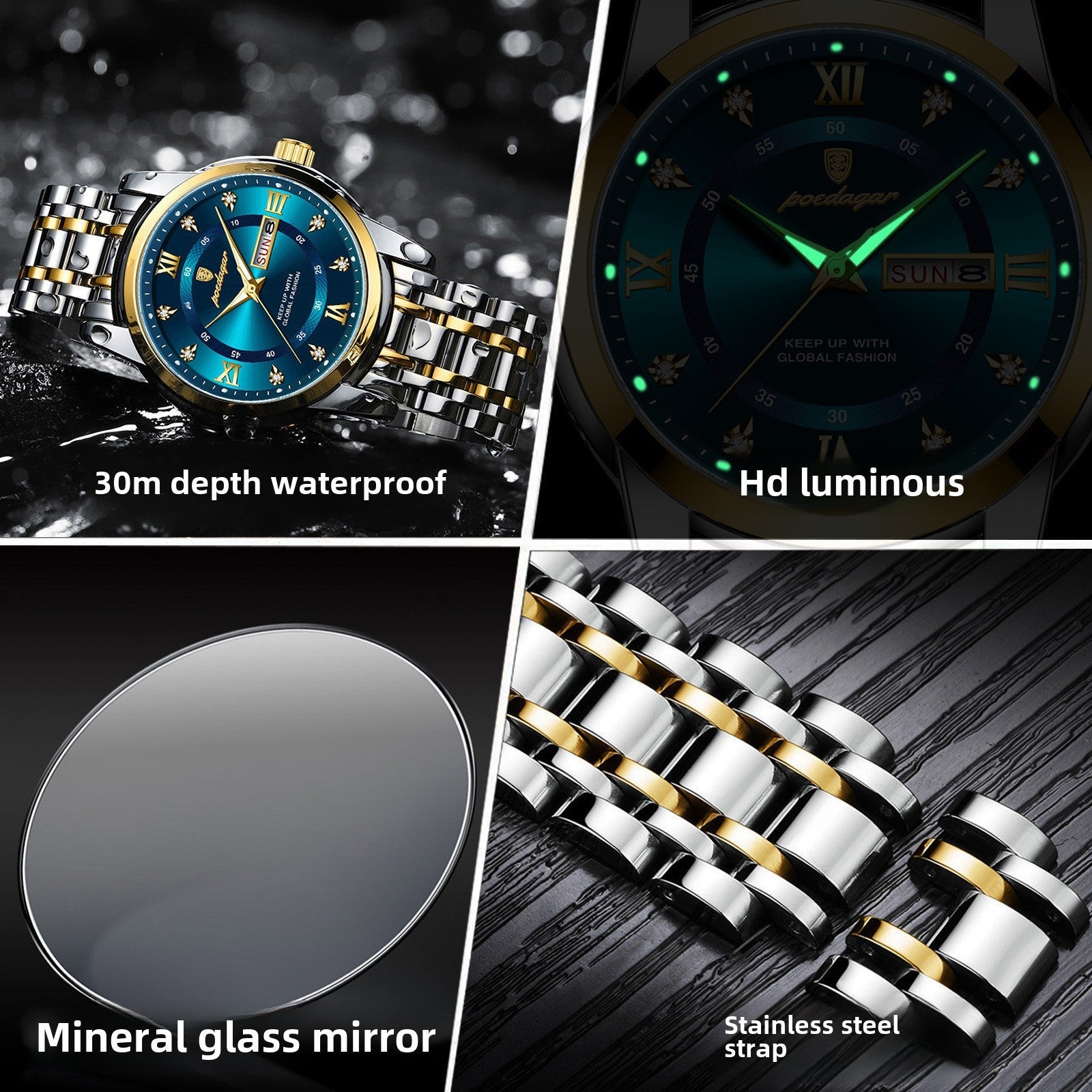 Dual Calendar Luminous Quartz Watch - P936 - CHILECLIKK