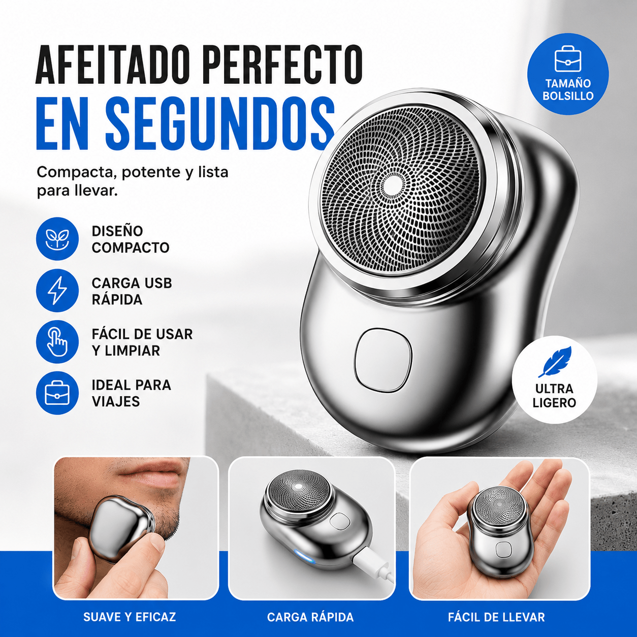 MINI AFEITADOR AFEITADORA PORTATIL - CHILECLIKK